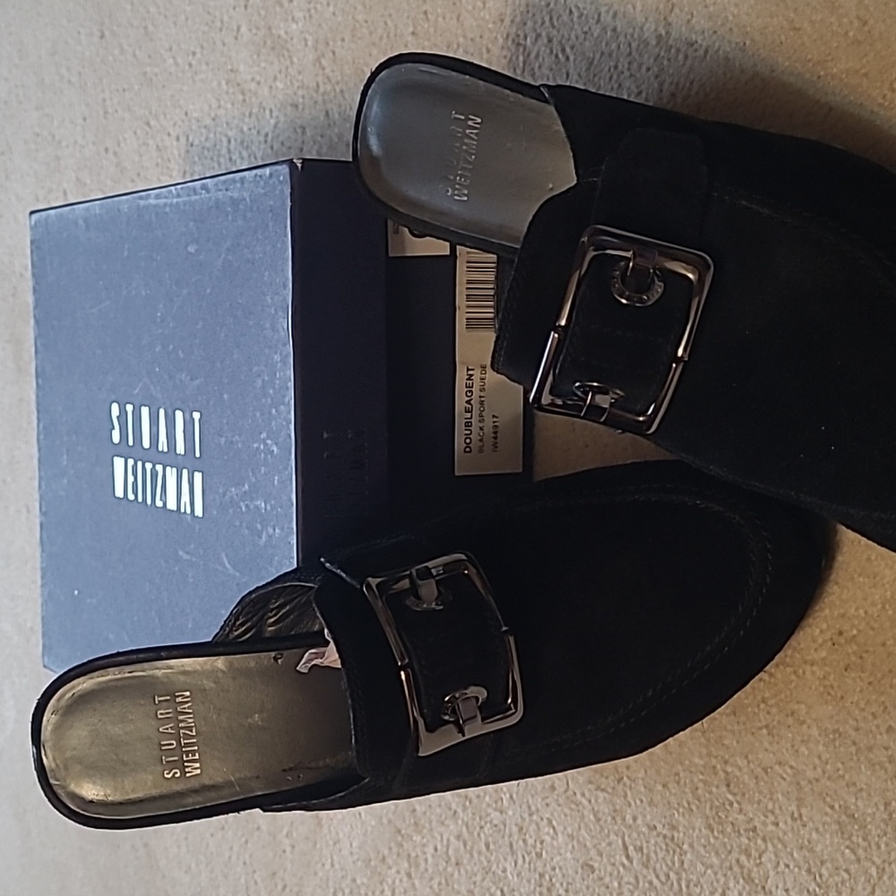 StuartvWeitzman Studded Black Suede Mule - Size 9